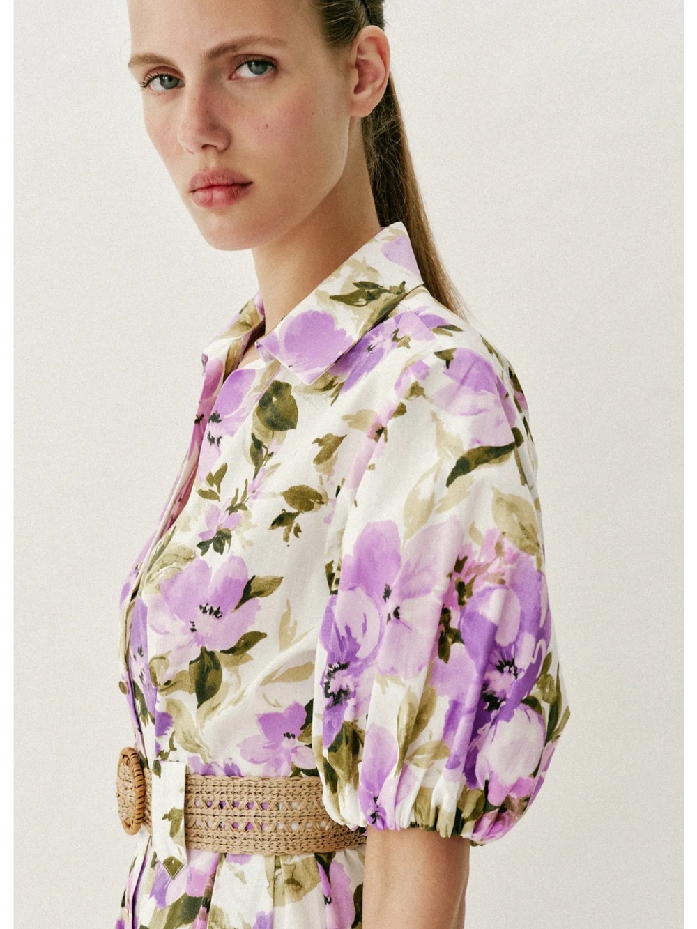 Zara Midi Dress with Lavender Floral Print